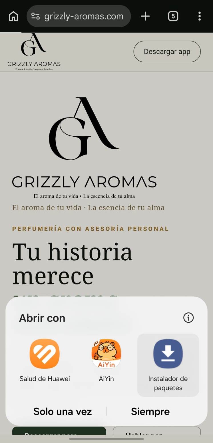 Selector para abrir el archivo con el instalador de paquetes