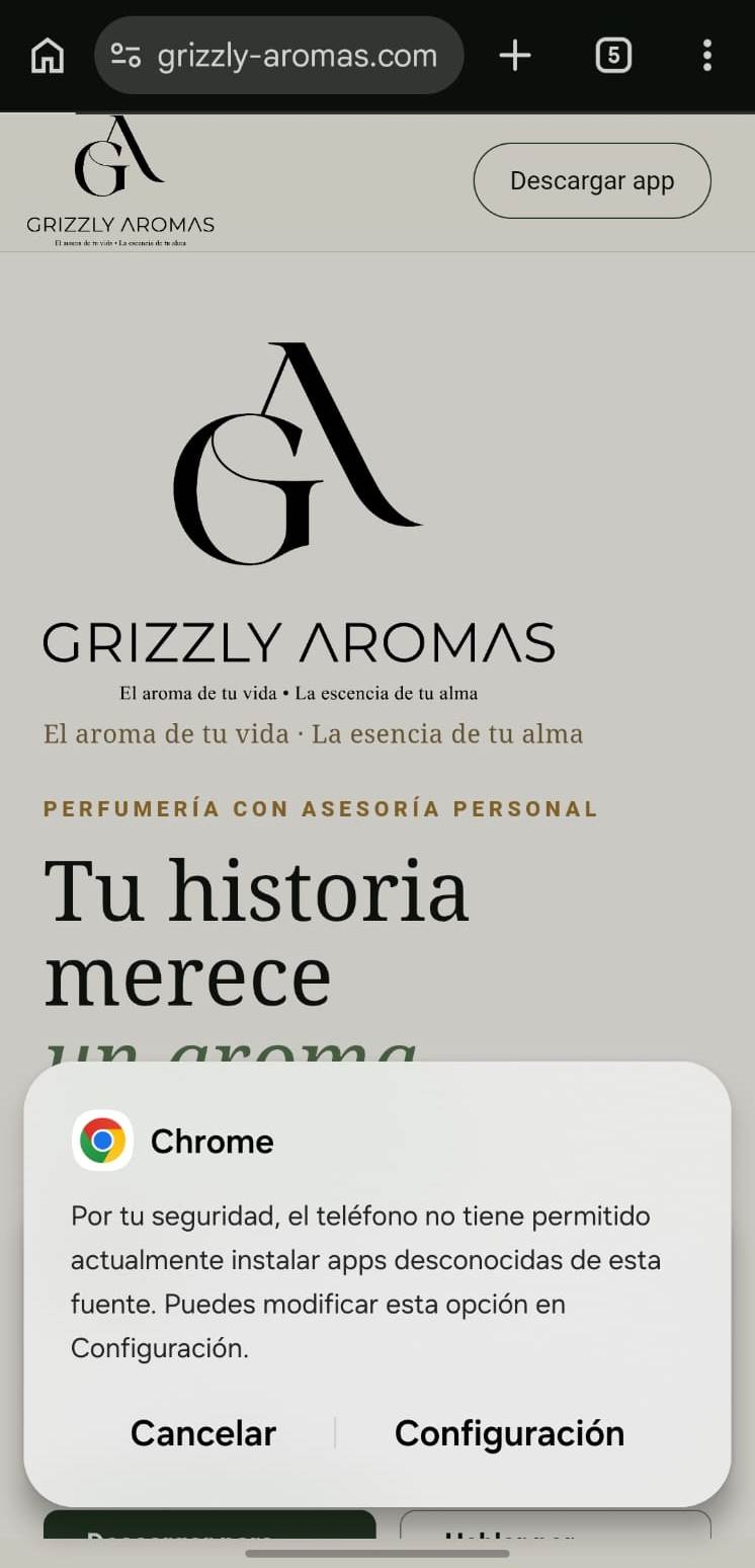 Aviso de Android para configurar aplicaciones desconocidas