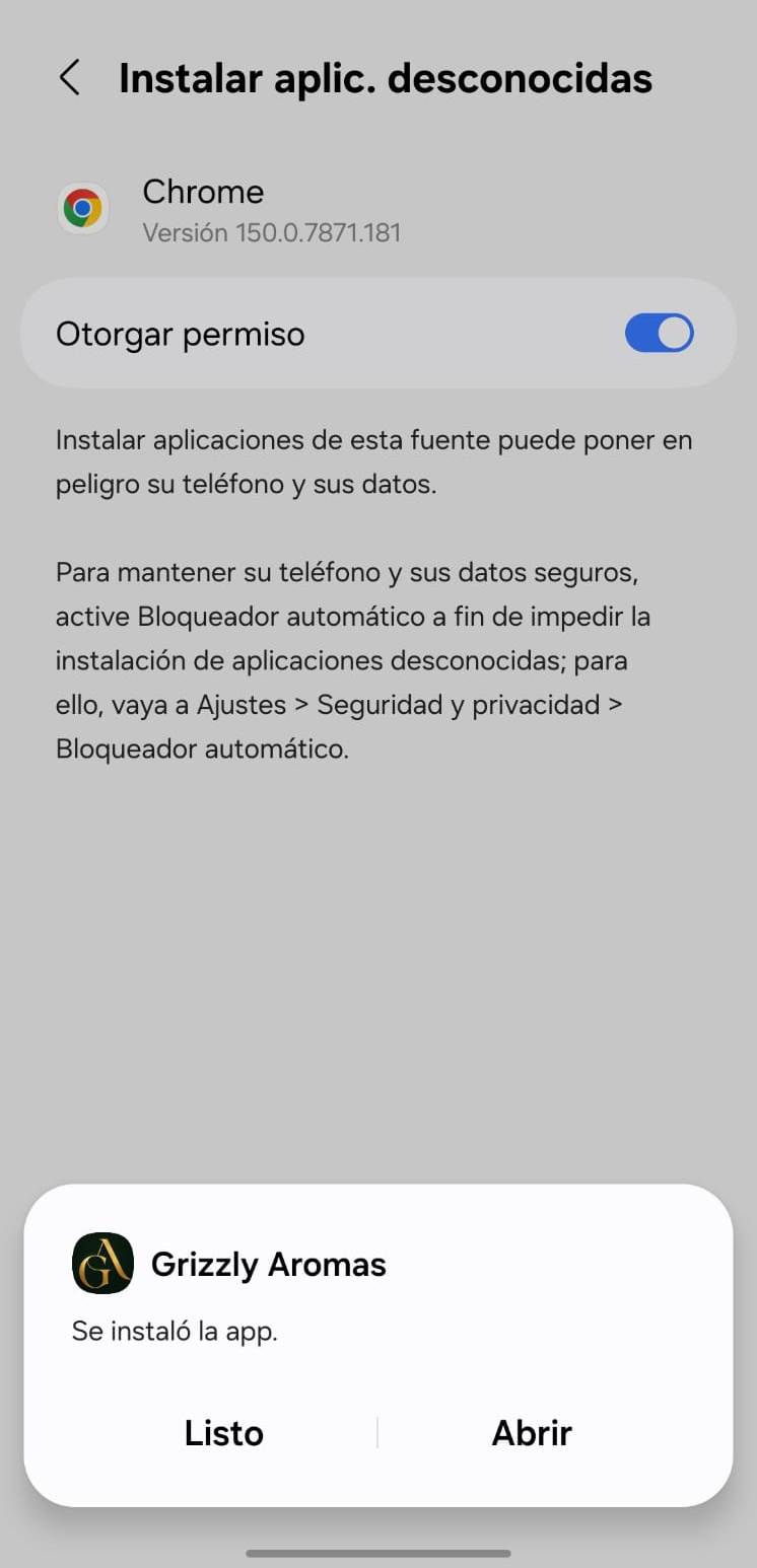 Instalación completa con botón Abrir